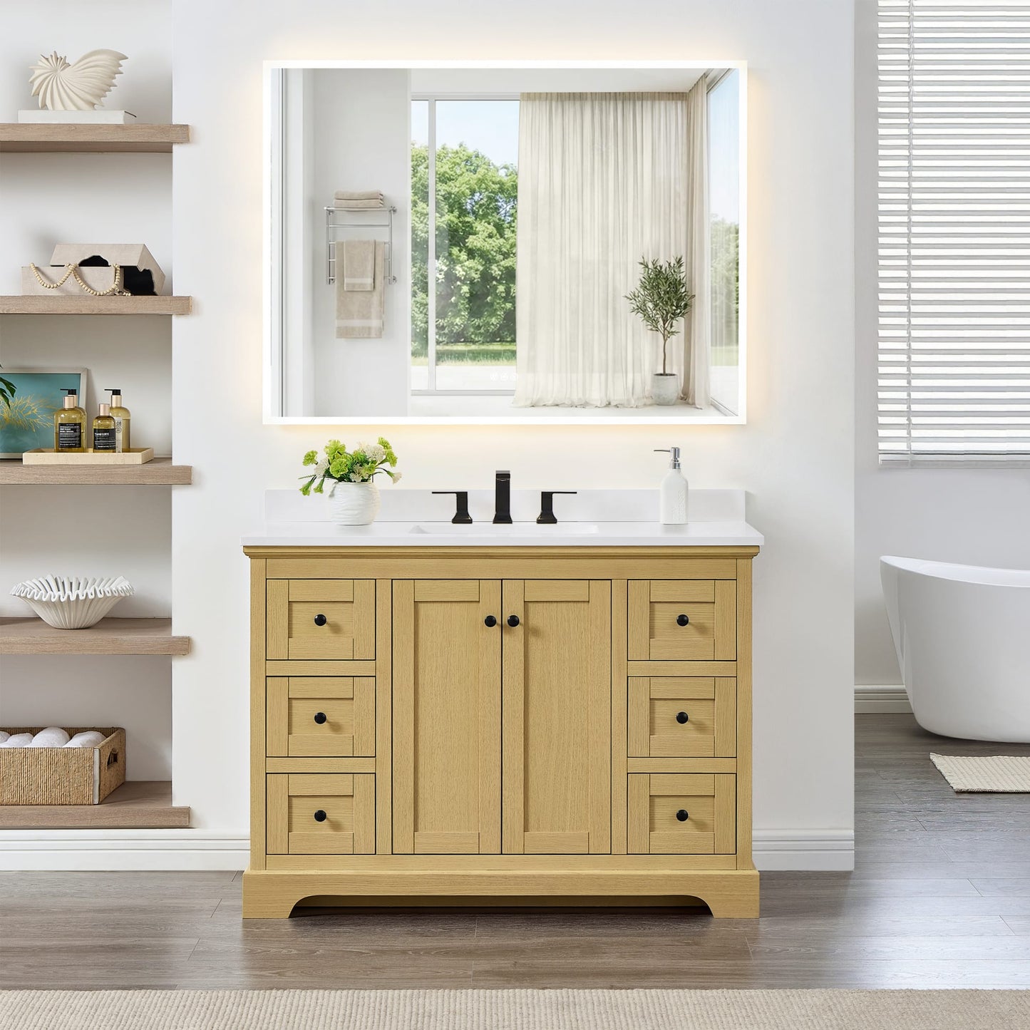 Avery Bathroom Vanity with Countertop 48 inch Single Sink 3-hole Faucet Setup