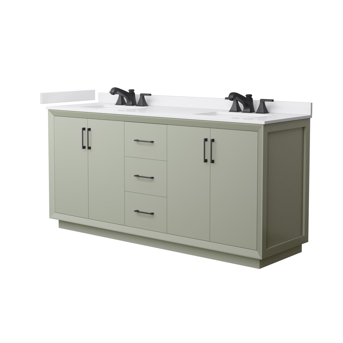 Strada Bathroom Vanity with Countertop 72 inch Double Sink 3-hole Faucet Setup