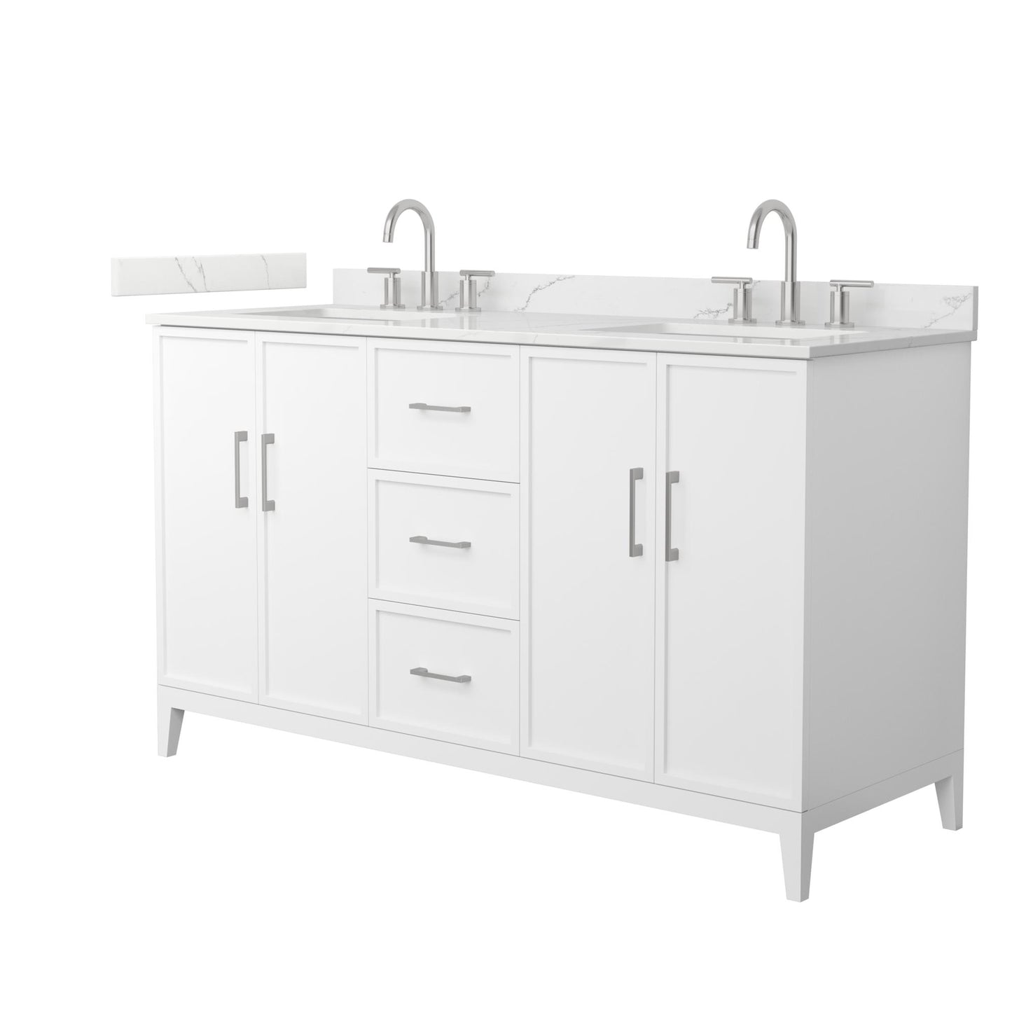 Elan Bathroom Vanity with Countertop 60 inch Double Sink 3-hole Faucet Setup