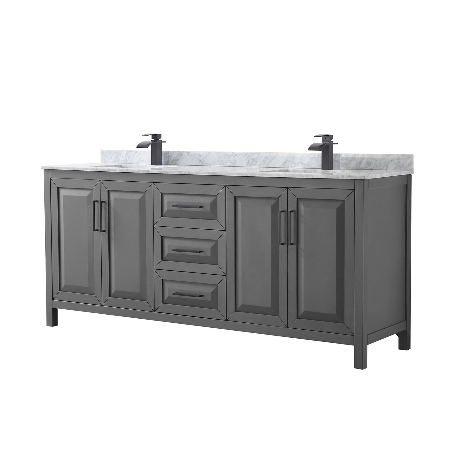 Daria Bathroom Vanity with Countertop 80 inch Double Sink Single hole Faucet Setup