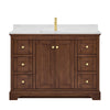 Custom image for Dark Walnut with Brushed Gold Trim / Carrara Cultured Marble / No Mirror