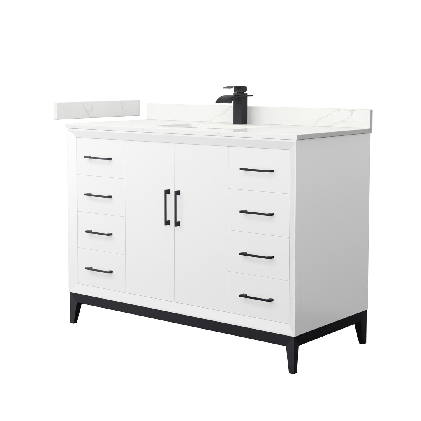 Amici Bathroom Vanity with Countertop 48 inch Single Sink Single hole Faucet Setup