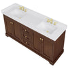 Custom image for Dark Walnut with Brushed Gold Trim / White Cultured Marble / No Mirror