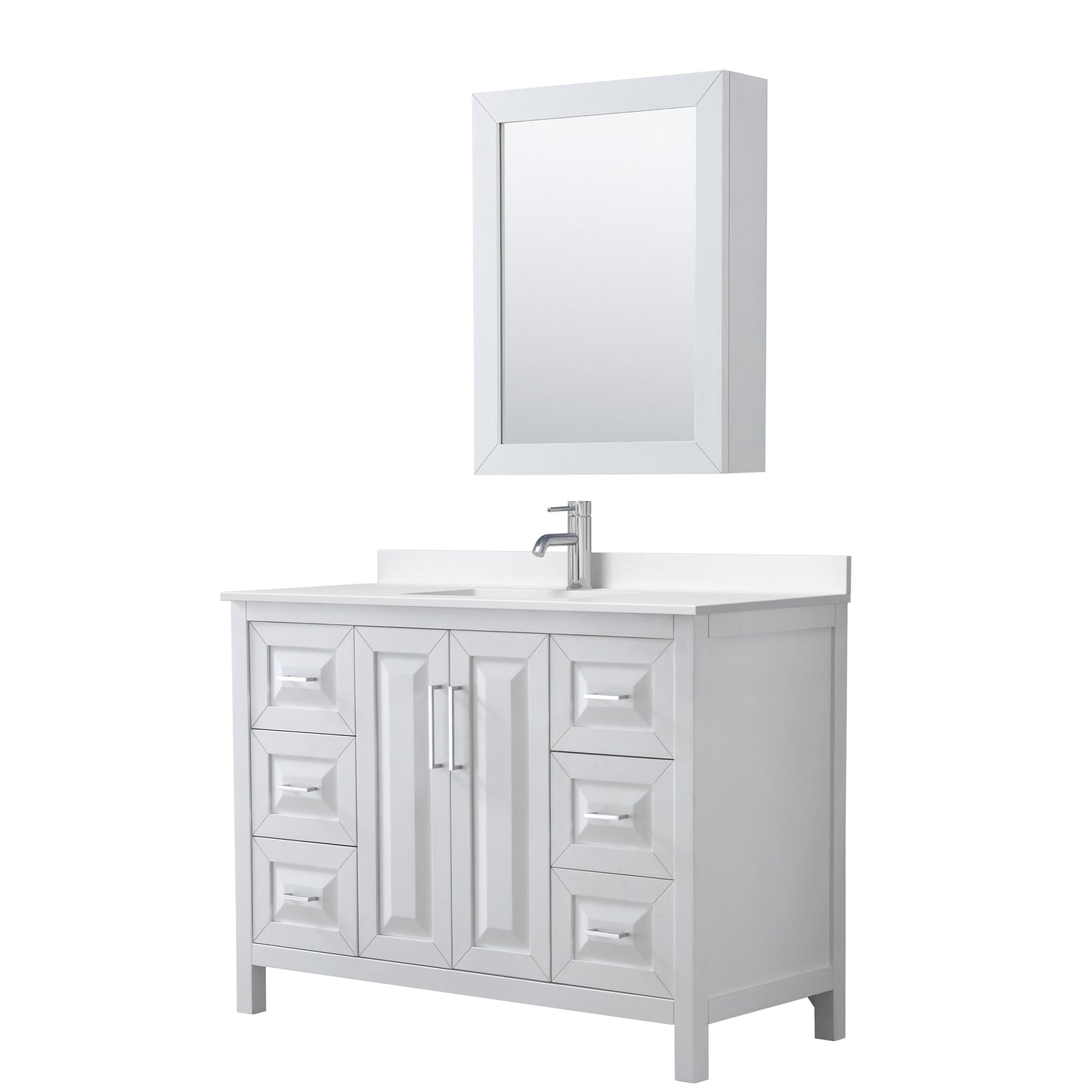 Daria Bathroom Vanity with Countertop 48 inch Single Sink Single hole Faucet Setup