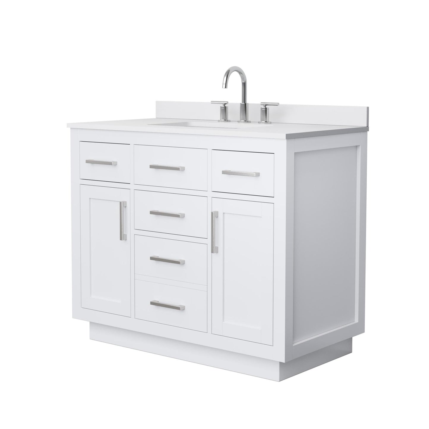 Beckett TK Bathroom Vanity with Countertop 42 inch Single Sink 3-hole Faucet Setup