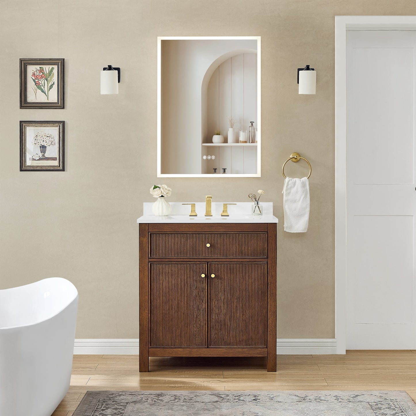 Pendry Bathroom Vanity with Countertop 30 inch Single Sink 3-hole Faucet Setup