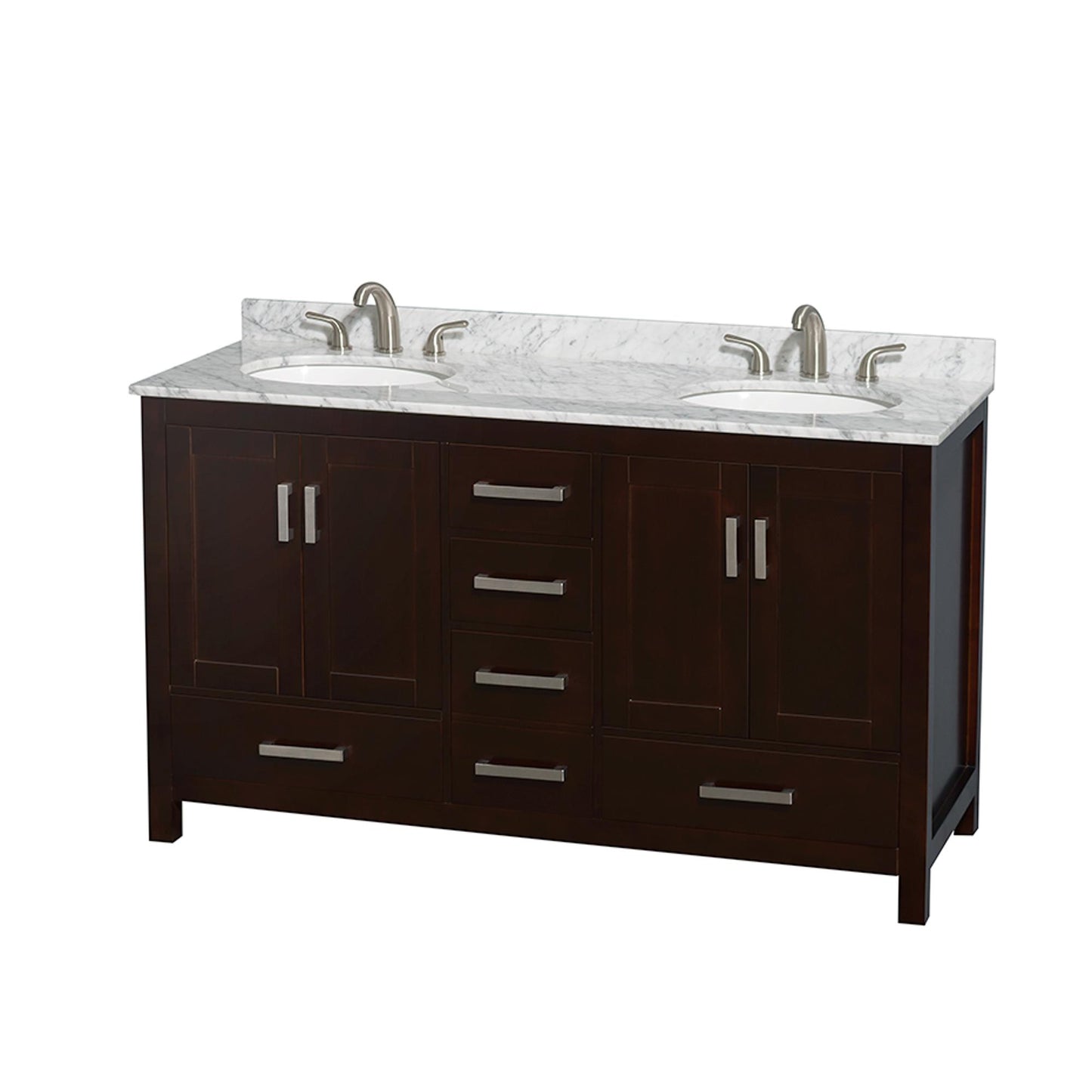 Sheffield Bathroom Vanity with Countertop 60 inch Double Sink 3-hole Faucet Setup