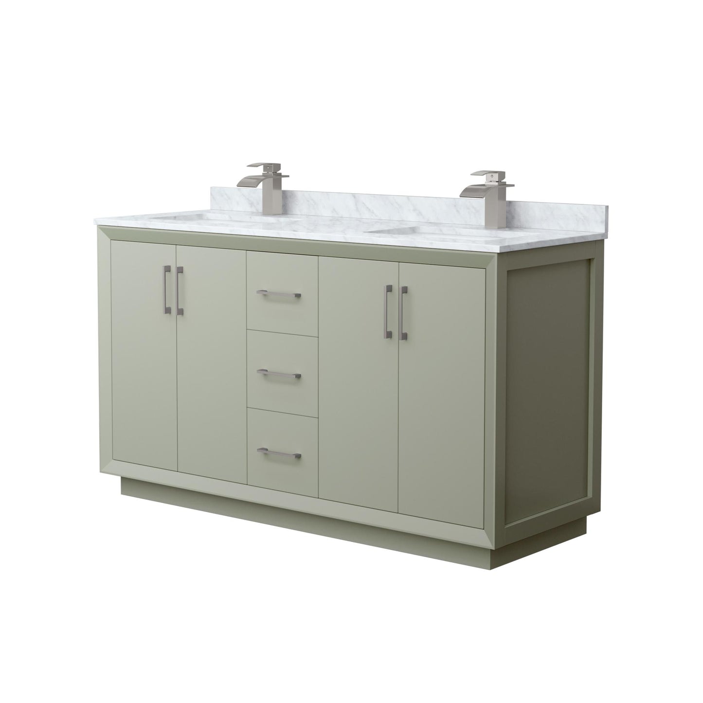 Strada Bathroom Vanity with Countertop 60 inch Double Sink Single hole Faucet Setup