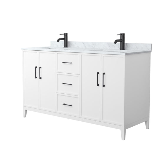 Elan Bathroom Vanity with Countertop 60 inch Double Sink Single hole Faucet Setup