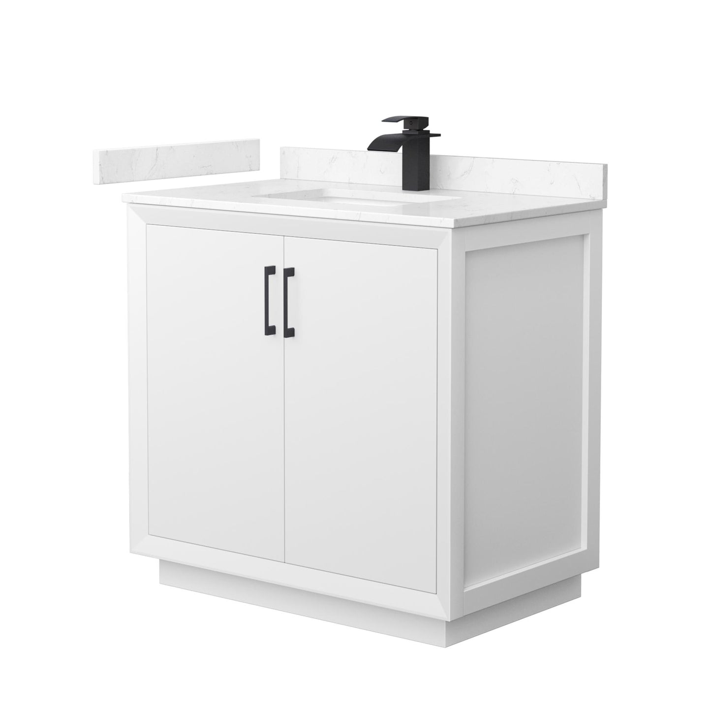 Strada Bathroom Vanity with Countertop 36 inch Single Sink Single hole Faucet Setup
