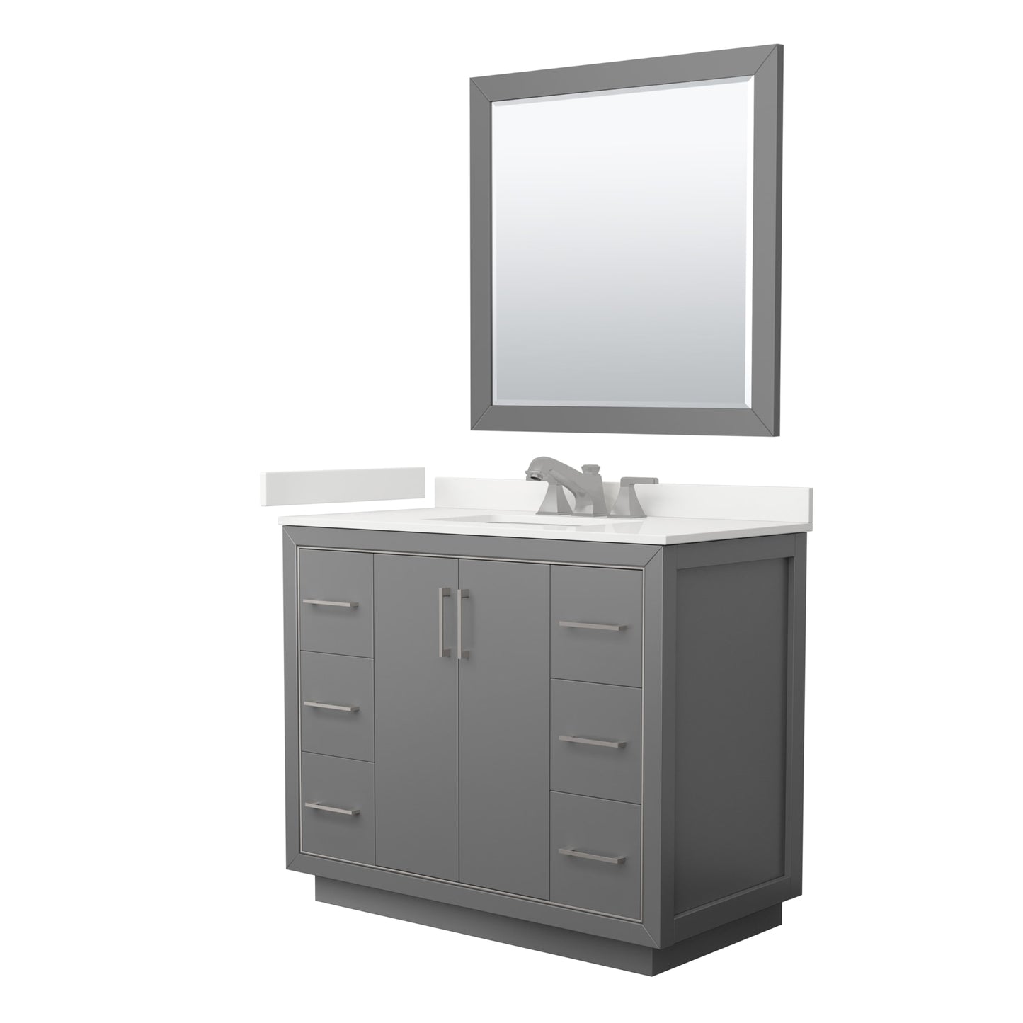Icon Bathroom Vanity with Countertop 42 inch Single Sink 3-hole Faucet Setup