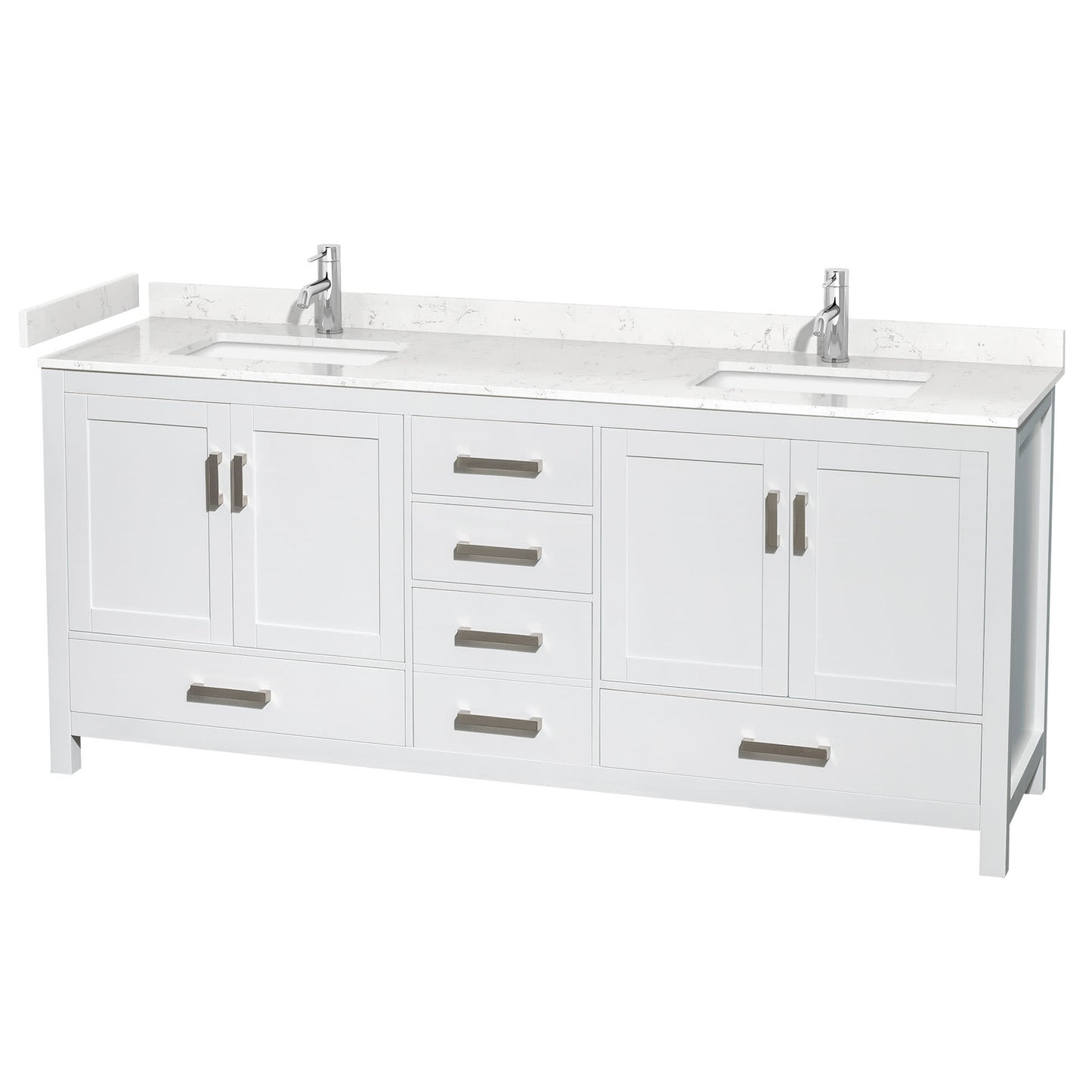 Sheffield Bathroom Vanity with Countertop 80 inch Double Sink Single hole Faucet Setup