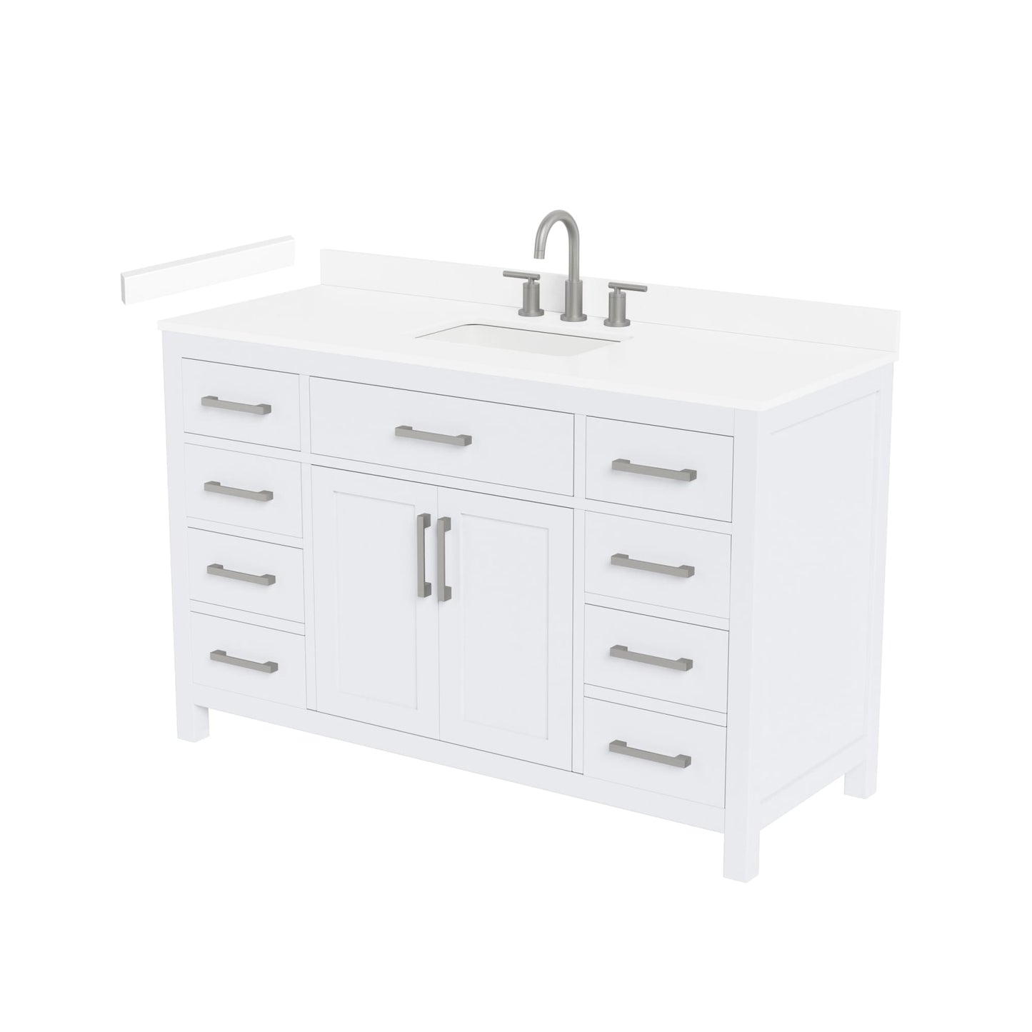 Beckett Bathroom Vanity with Countertop 54 inch Single Sink 3-hole Faucet Setup