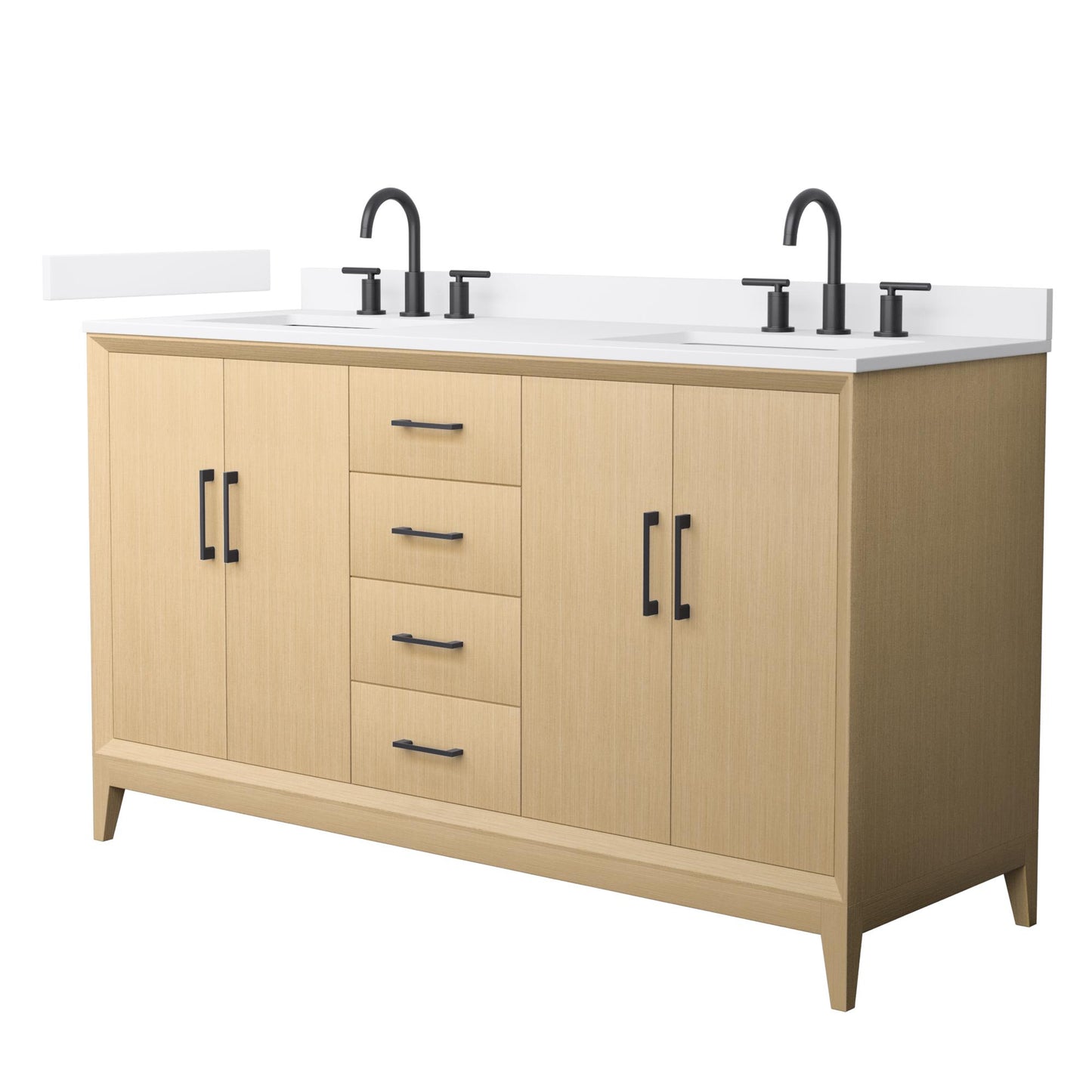 Janna Bathroom Vanity with Countertop 60 inch Double Sink 3-hole Faucet Setup