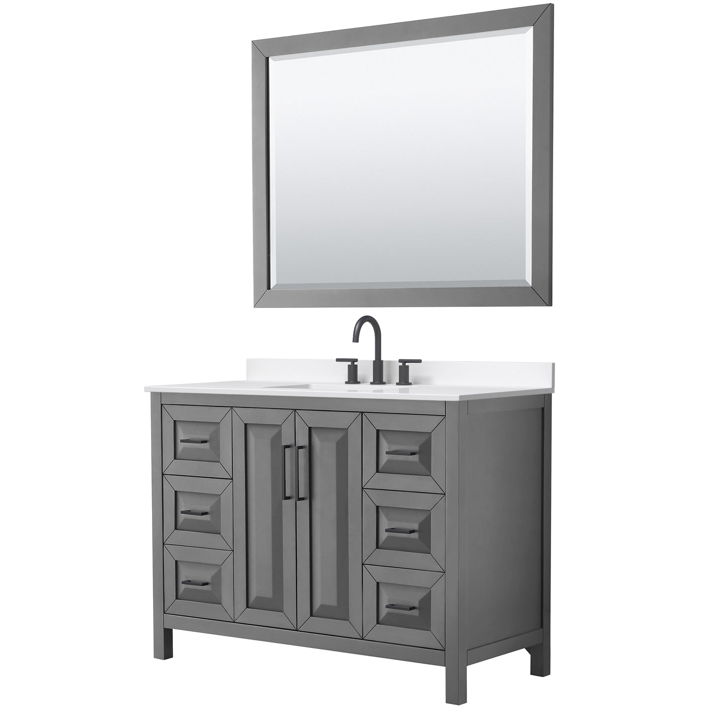 Daria Bathroom Vanity with Countertop 48 inch Single Sink 3-hole Faucet Setup