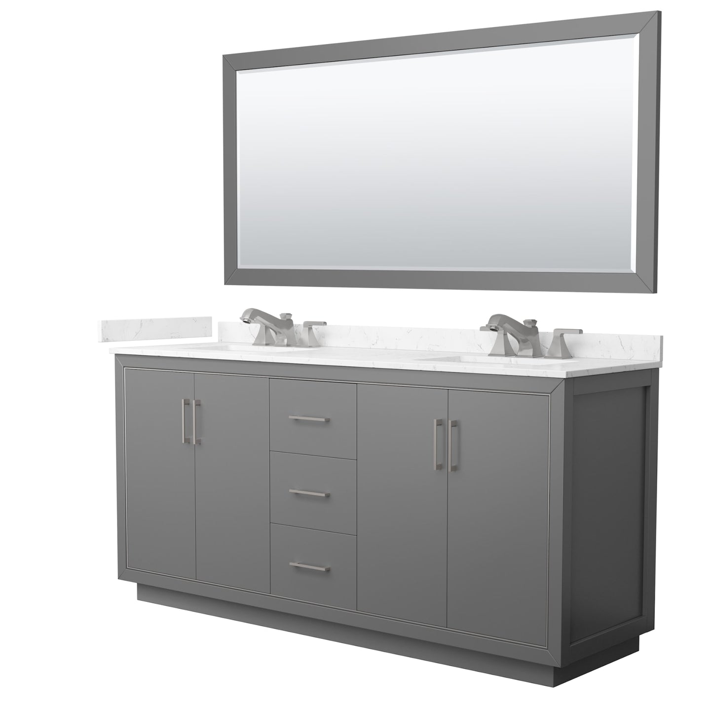 Icon Bathroom Vanity with Countertop 72 inch Double Sink 3-hole Faucet Setup