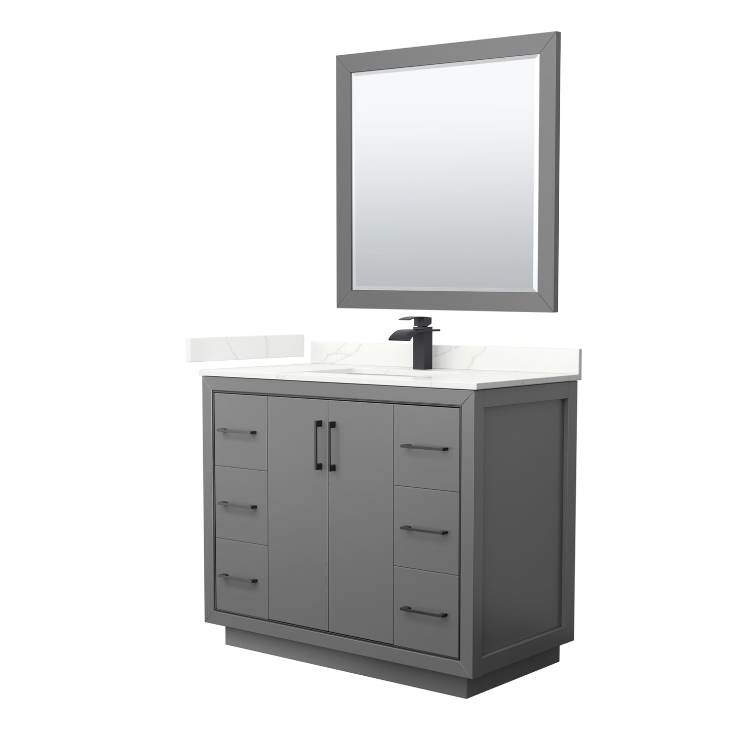 Icon Bathroom Vanity with Countertop 42 inch Single Sink Single hole Faucet Setup
