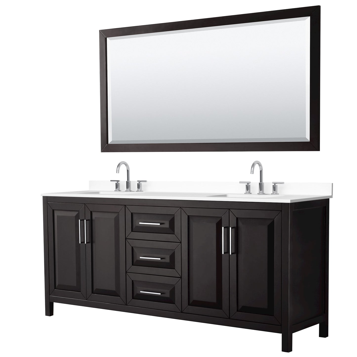 Daria Bathroom Vanity with Countertop 80 inch Double Sink 3-hole Faucet Setup