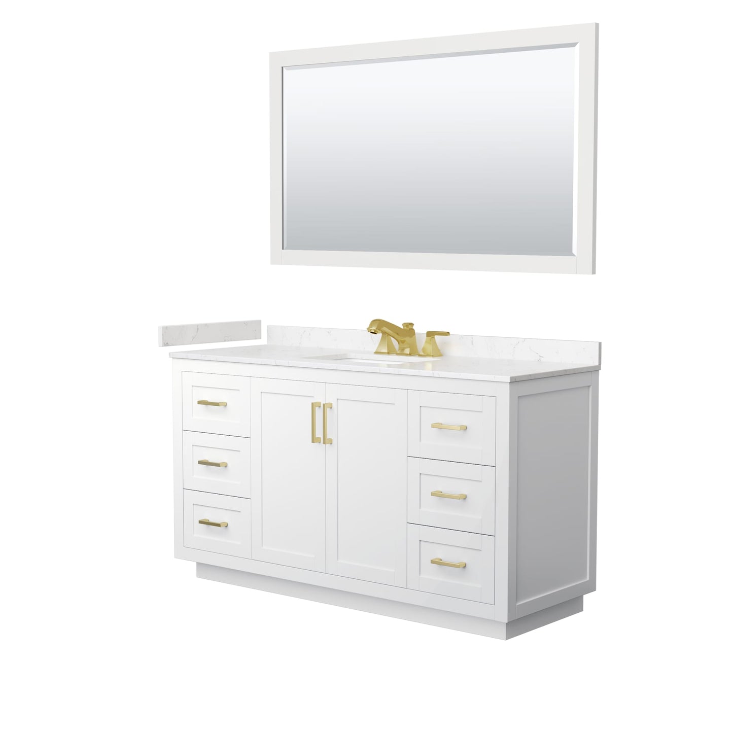 Miranda Bathroom Vanity with Countertop 60 inch Single Sink 3-hole Faucet Setup