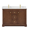 Custom image for Dark Walnut with Brushed Gold Trim / White Quartz / No Mirror