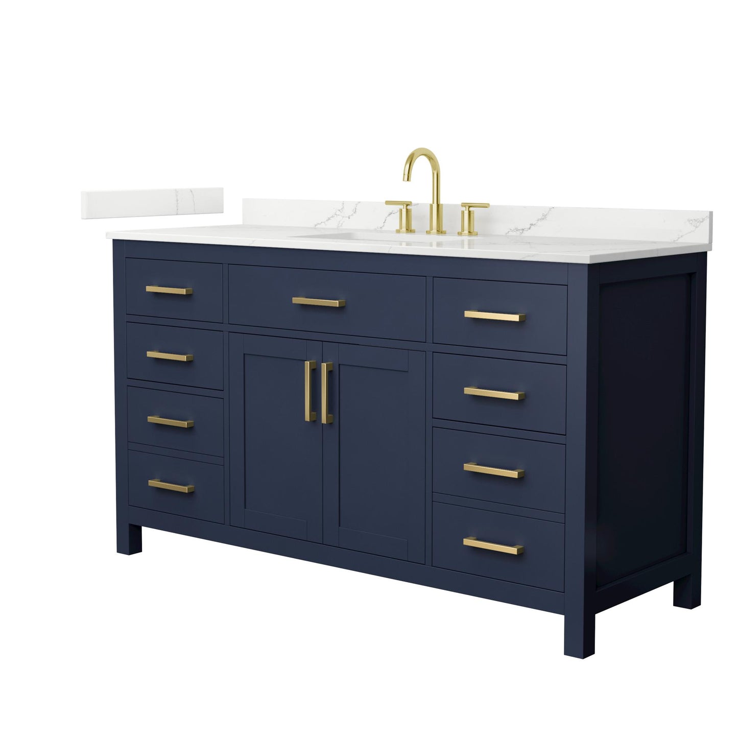 Beckett Bathroom Vanity with Countertop 60 inch Single Sink 3-hole Faucet Setup