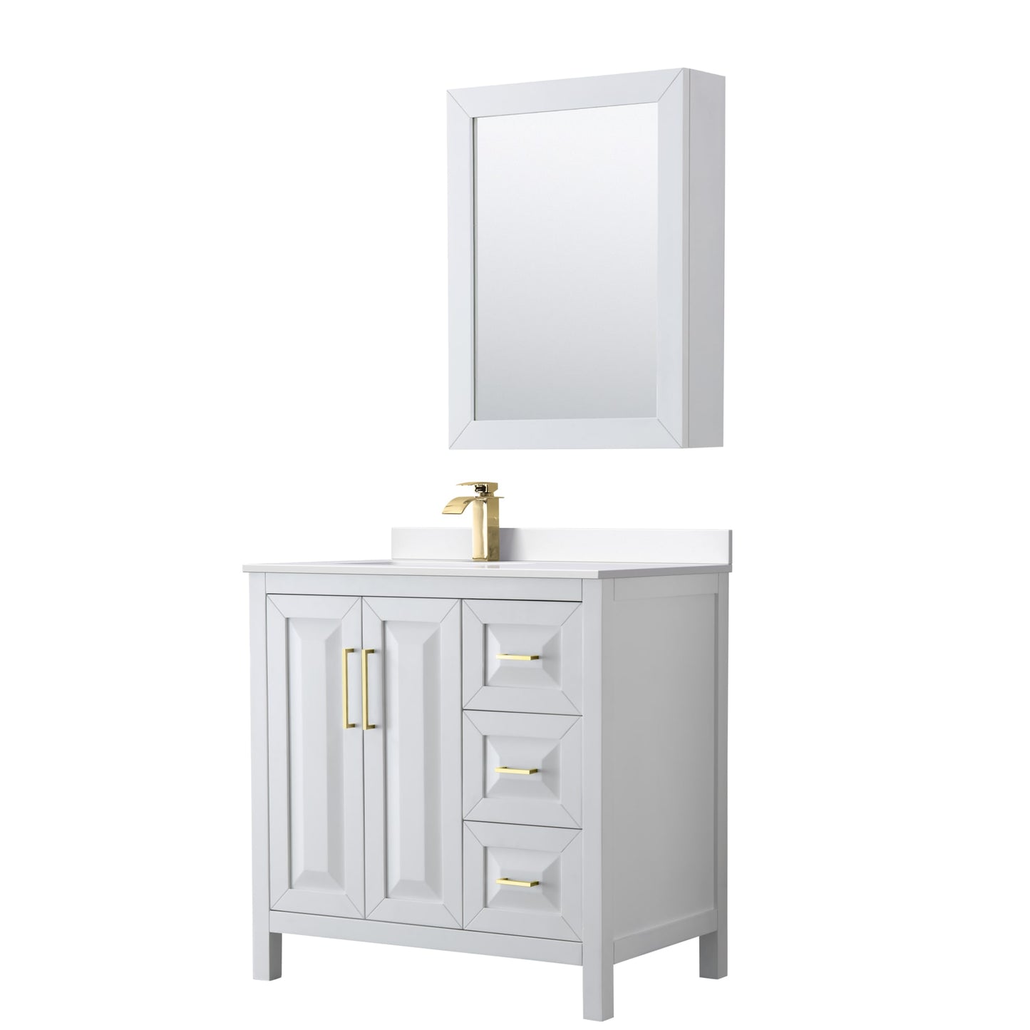 Daria Bathroom Vanity with Countertop 36 inch Single Sink Single hole Faucet Setup
