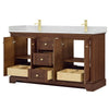 Custom image for Dark Walnut with Brushed Gold Trim / Carrara Cultured Marble / No Mirror