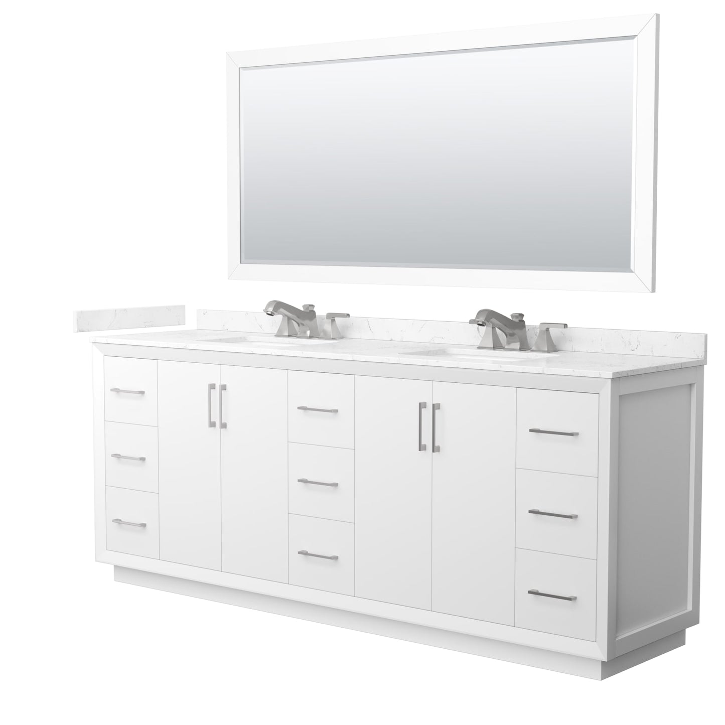 Strada Bathroom Vanity with Countertop 84 inch Double Sink 3-hole Faucet Setup
