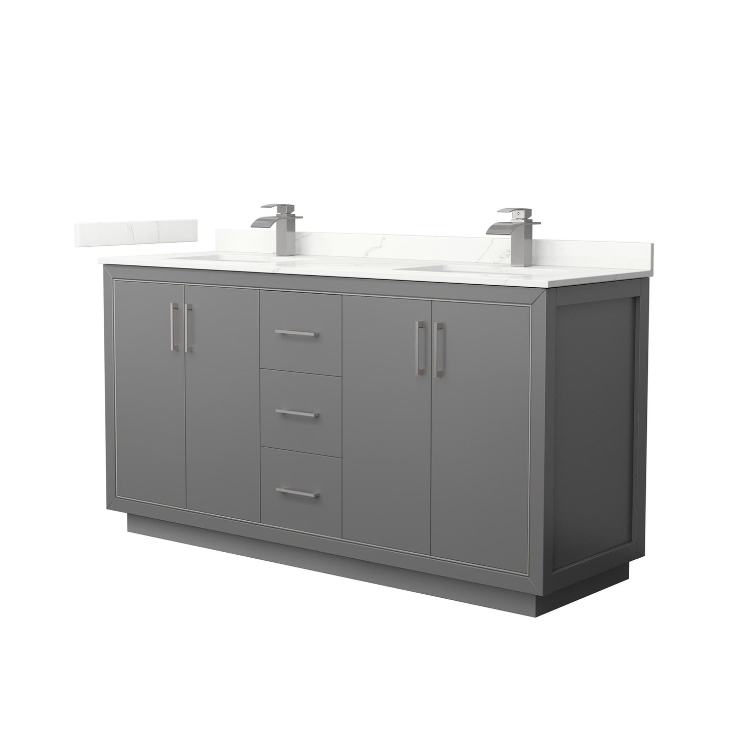 Icon Bathroom Vanity with Countertop 66 inch Double Sink Single hole Faucet Setup