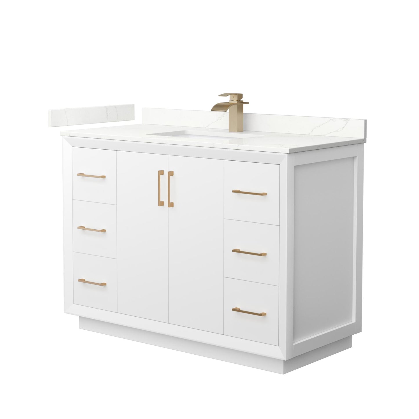 Strada Bathroom Vanity with Countertop 48 inch Single Sink Single hole Faucet Setup