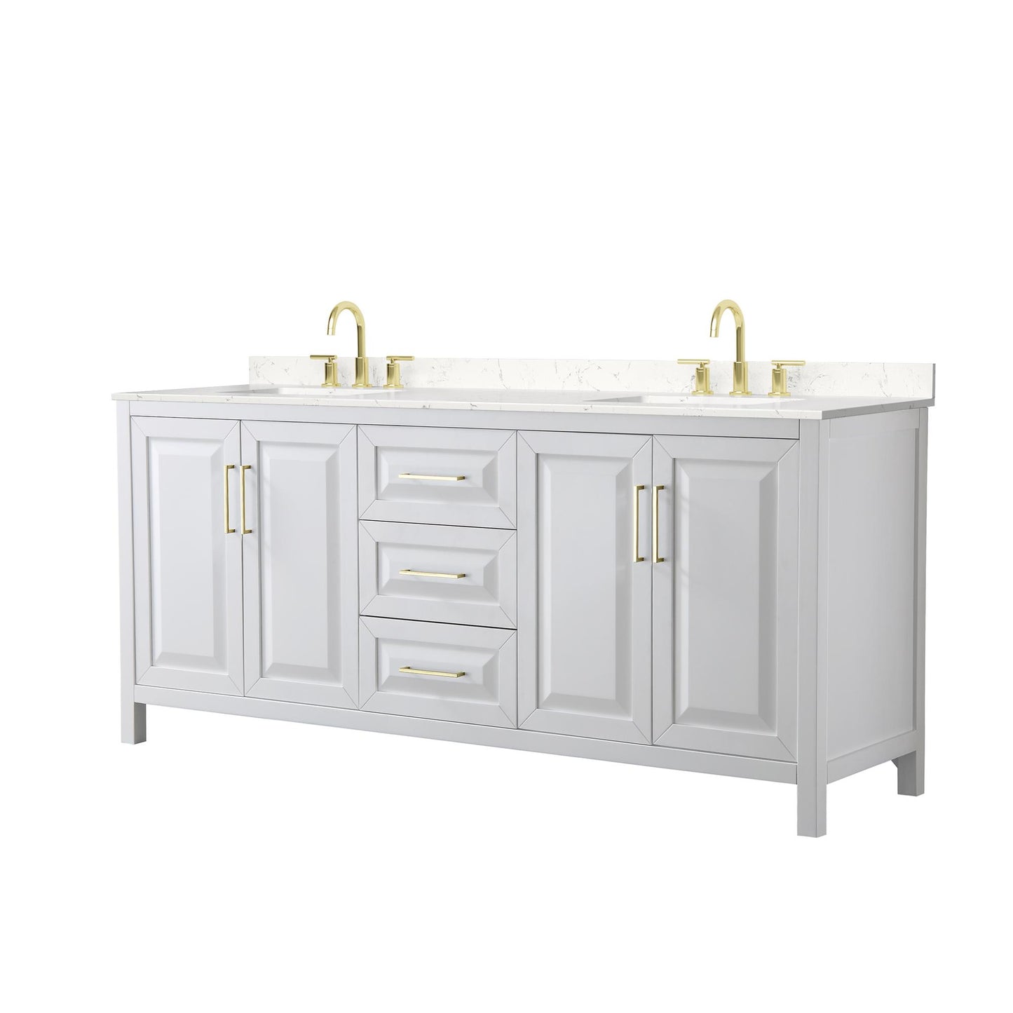 Daria Bathroom Vanity with Countertop 80 inch Double Sink 3-hole Faucet Setup