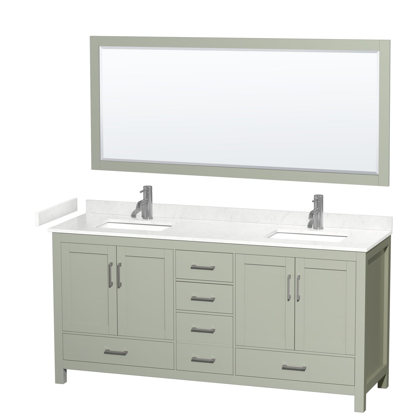 Sheffield Bathroom Vanity with Countertop 72 inch Double Sink Single hole Faucet Setup