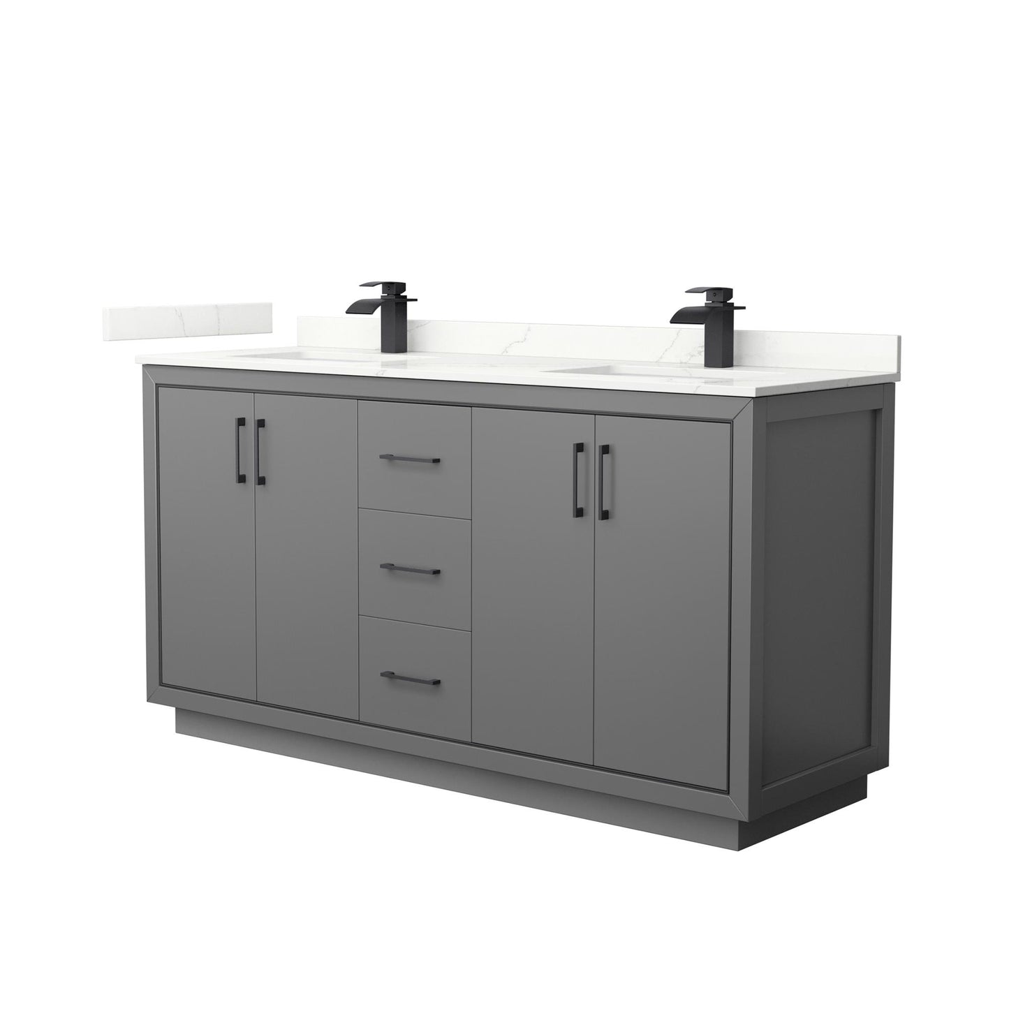 Icon Bathroom Vanity with Countertop 66 inch Double Sink Single hole Faucet Setup