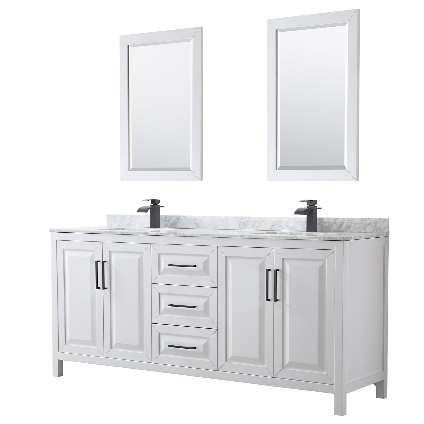 Daria Bathroom Vanity with Countertop 80 inch Double Sink Single hole Faucet Setup