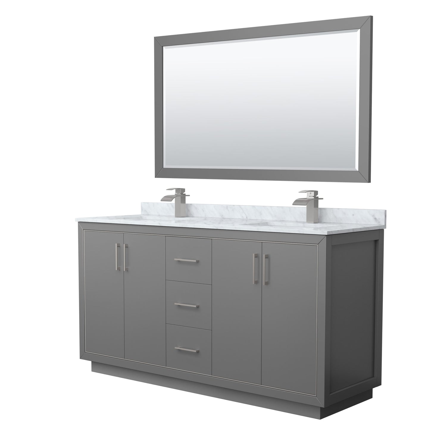 Icon Bathroom Vanity with Countertop 66 inch Double Sink Single hole Faucet Setup