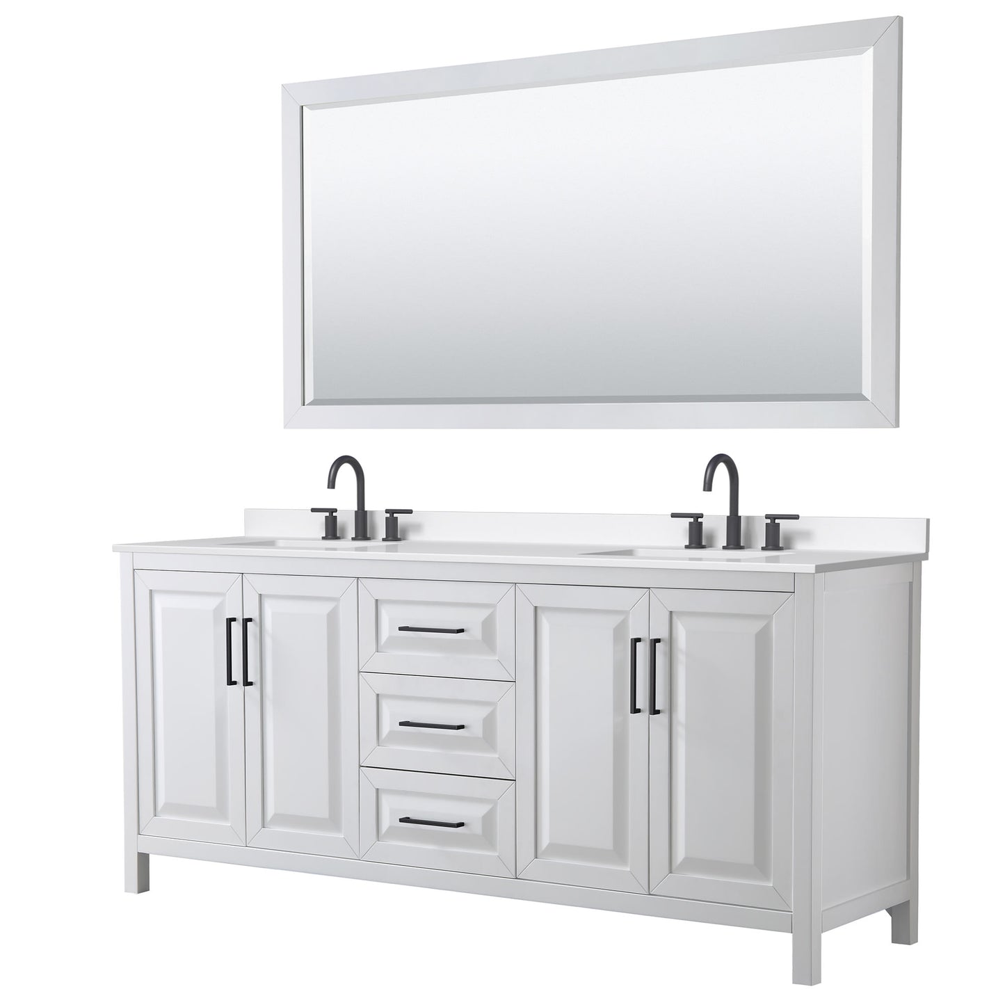 Daria Bathroom Vanity with Countertop 80 inch Double Sink 3-hole Faucet Setup