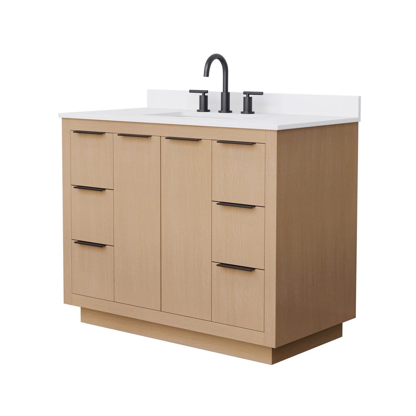 Maroni Bathroom Vanity with Countertop 42 inch Single Sink 3-hole Faucet Setup