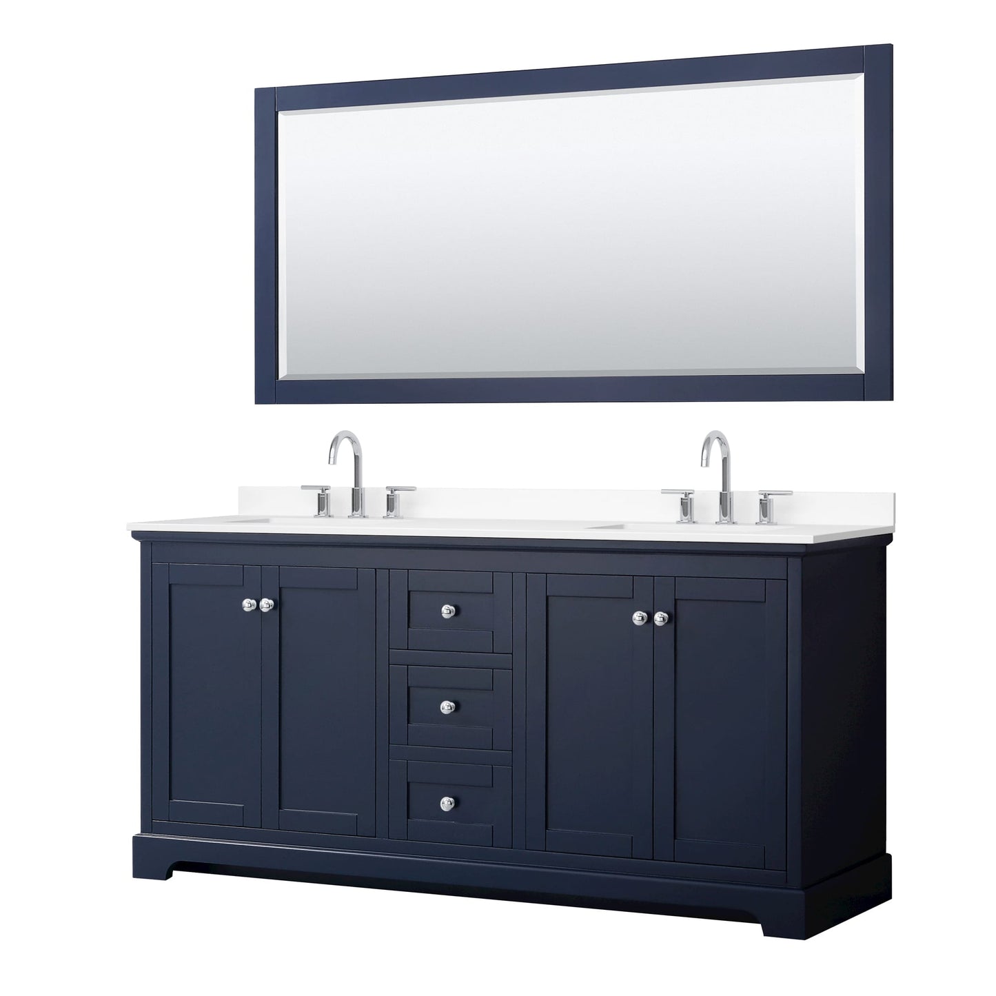 Avery Bathroom Vanity with Countertop 72 inch Double Sink 3-hole Faucet Setup