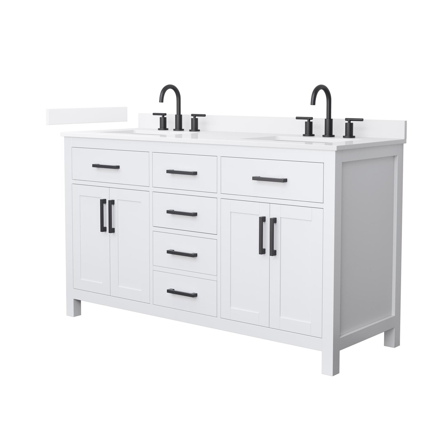 Beckett Bathroom Vanity with Countertop 60 inch Double Sink 3-hole Faucet Setup