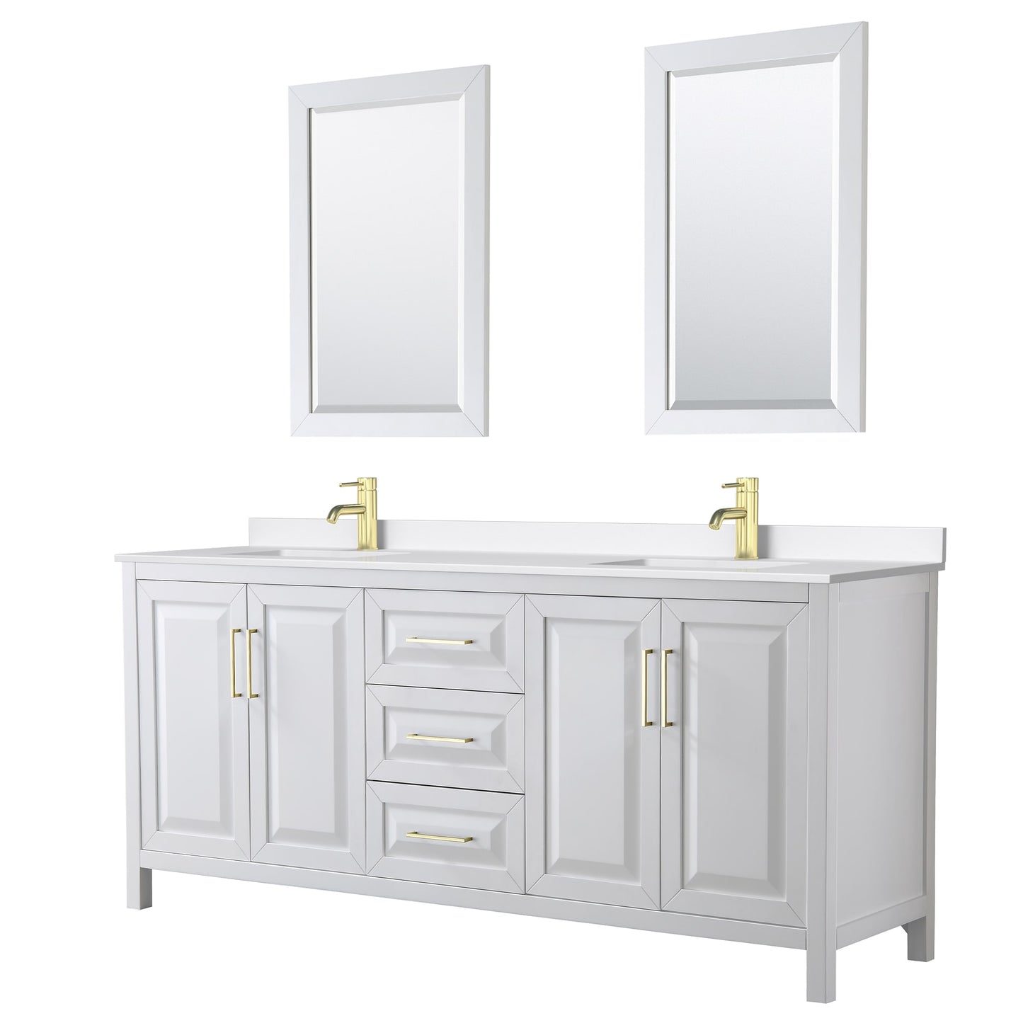 Daria Bathroom Vanity with Countertop 80 inch Double Sink Single hole Faucet Setup