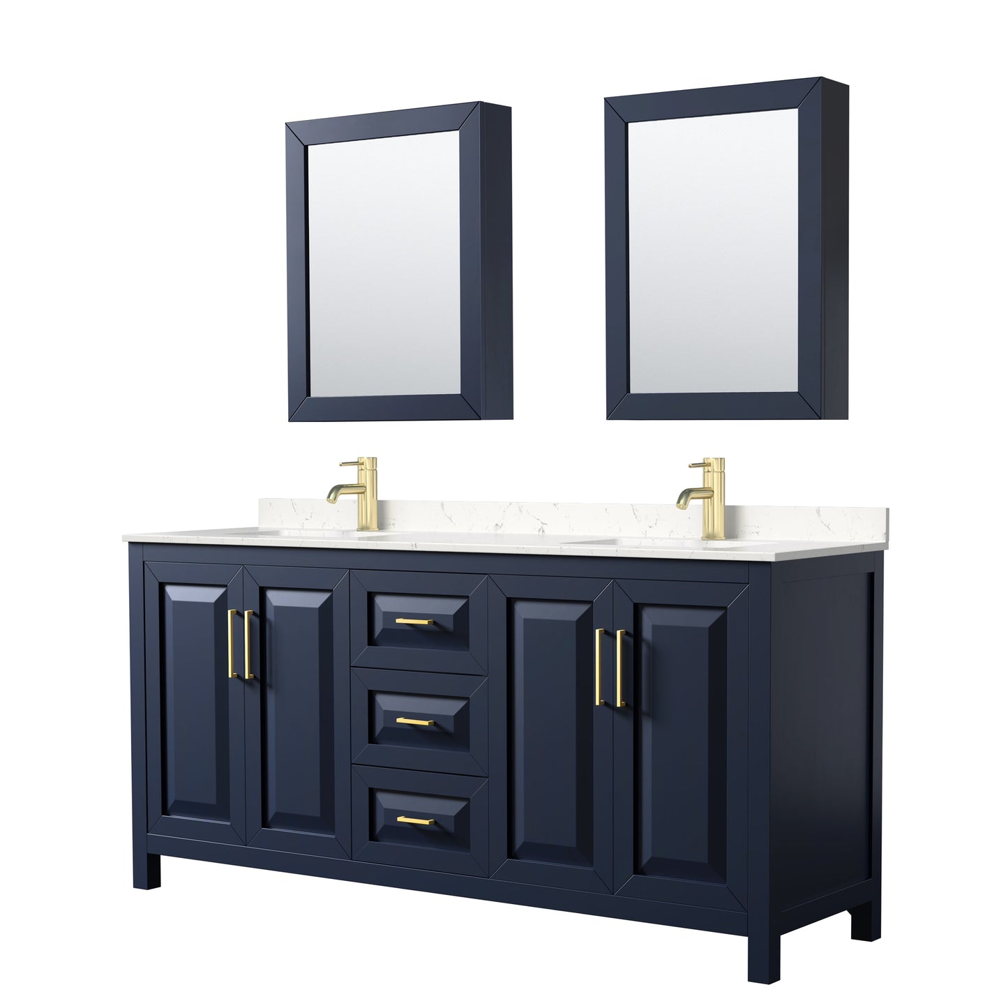 Daria Bathroom Vanity with Countertop 72 inch Double Sink Single hole Faucet Setup