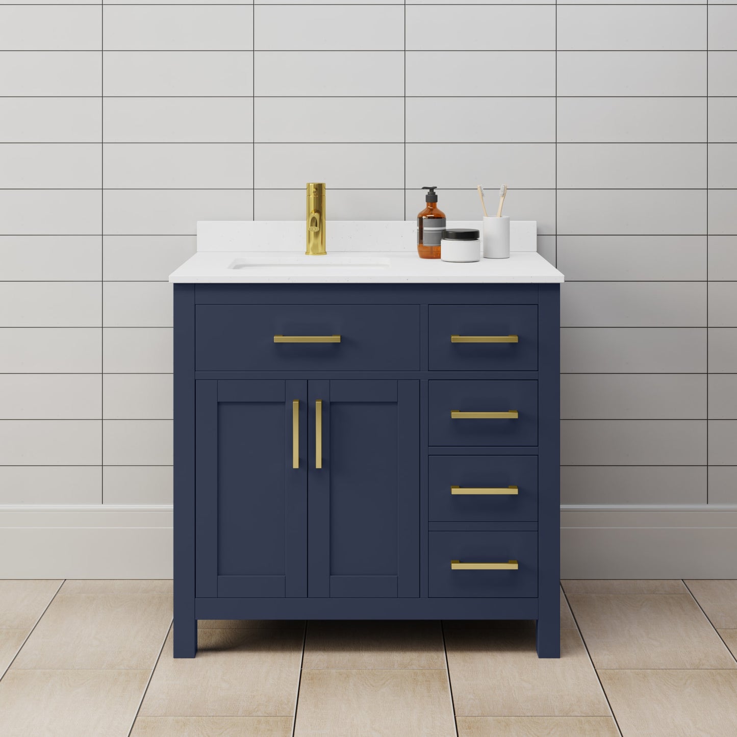 Beckett Bathroom Vanity with Countertop 36 inch Single Sink Single hole Faucet Setup