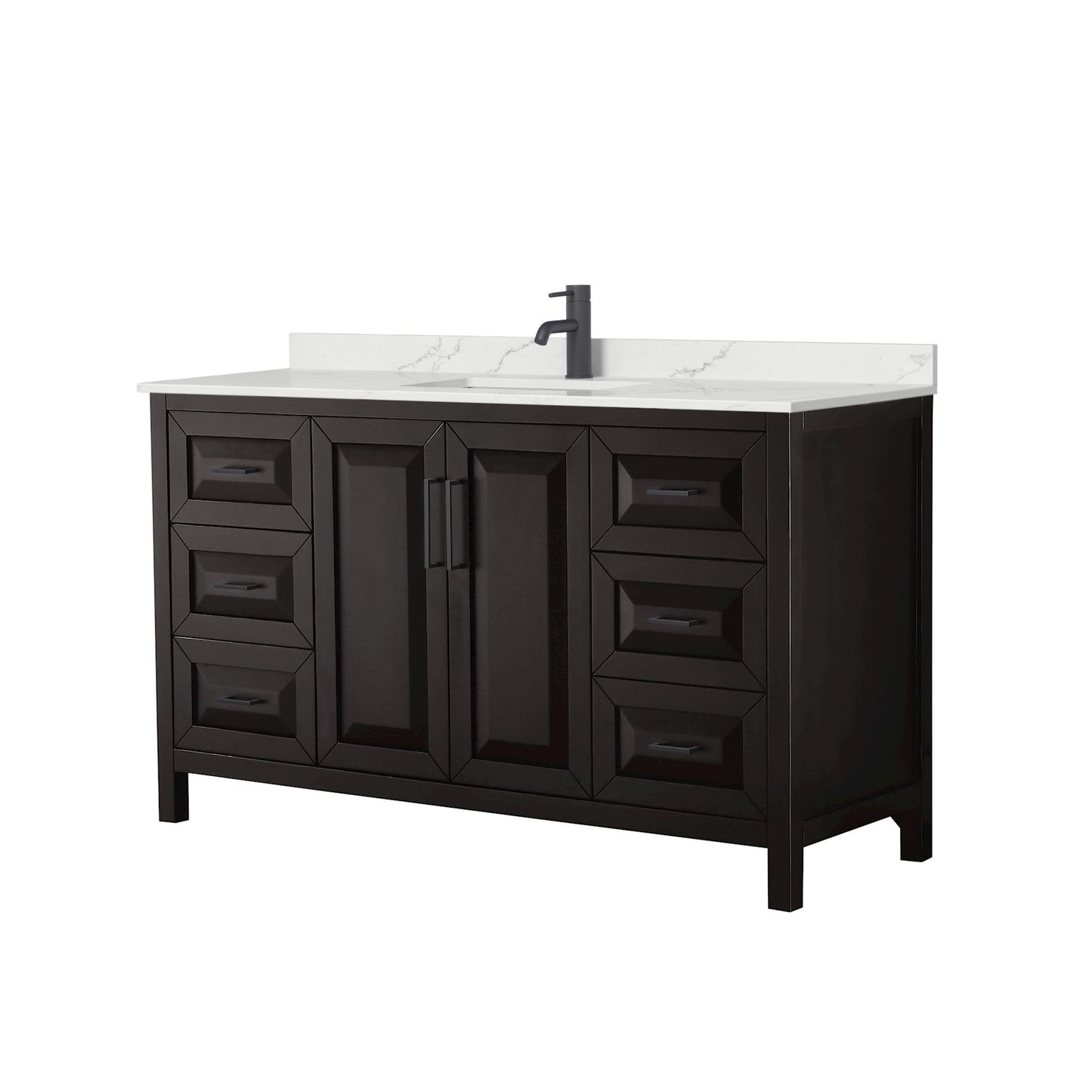 Daria Bathroom Vanity with Countertop 60 inch Single Sink Single hole Faucet Setup