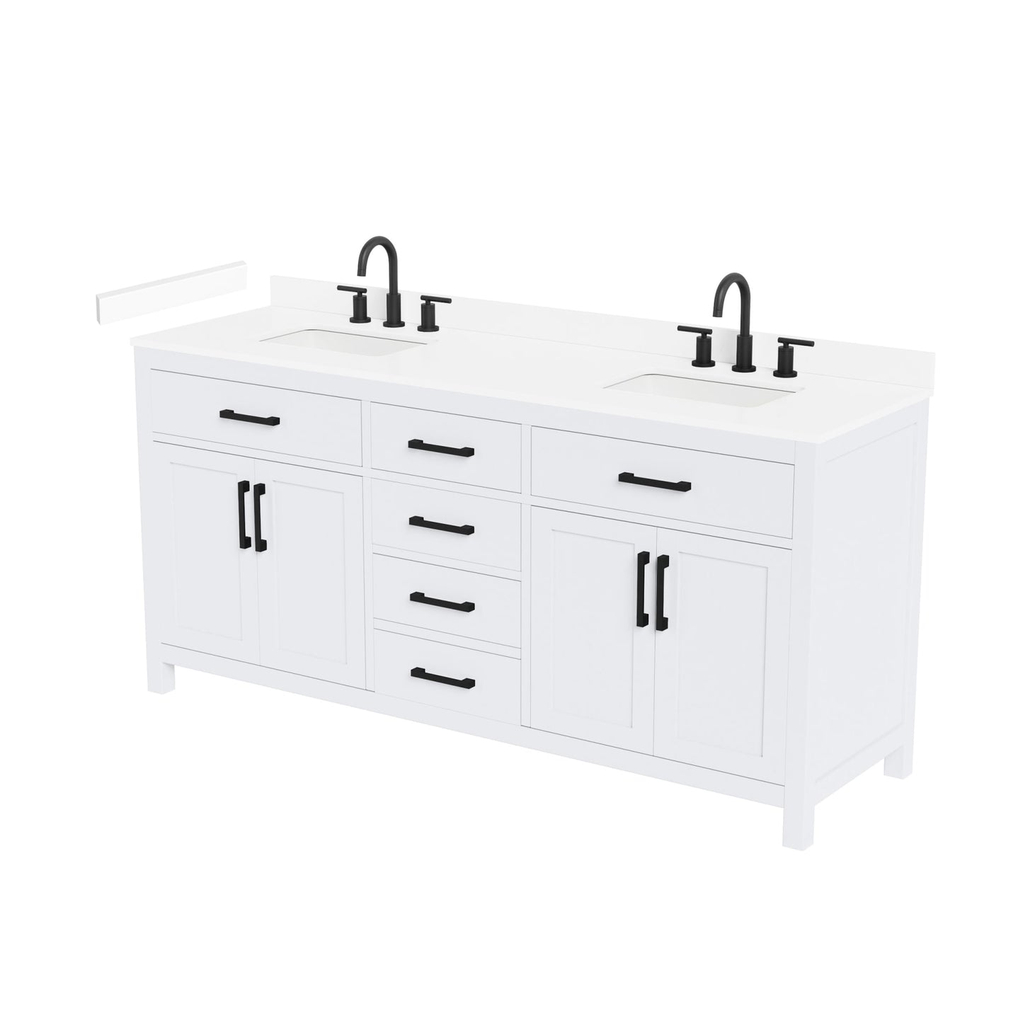 Beckett Bathroom Vanity with Countertop 72 inch Double Sink 3-hole Faucet Setup