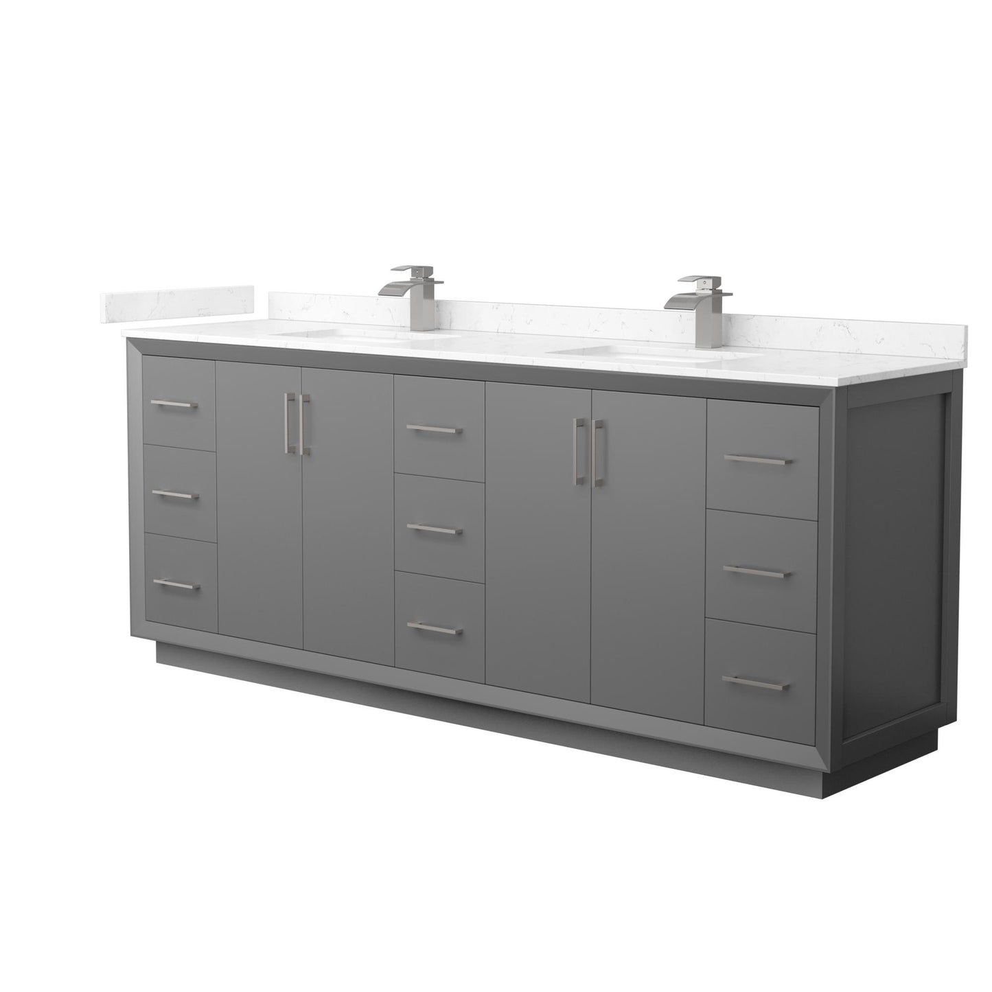 Strada Bathroom Vanity with Countertop 84 inch Double Sink Single hole Faucet Setup