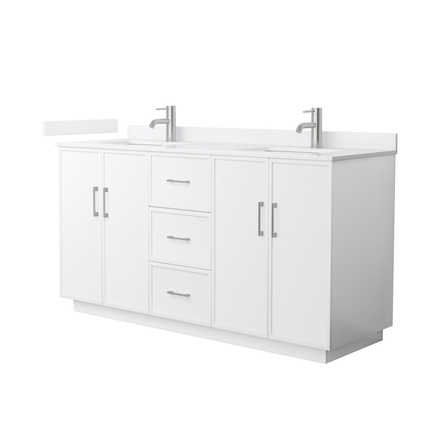 Elan TK Bathroom Vanity with Countertop 66 inch Double Sink Single hole Faucet Setup