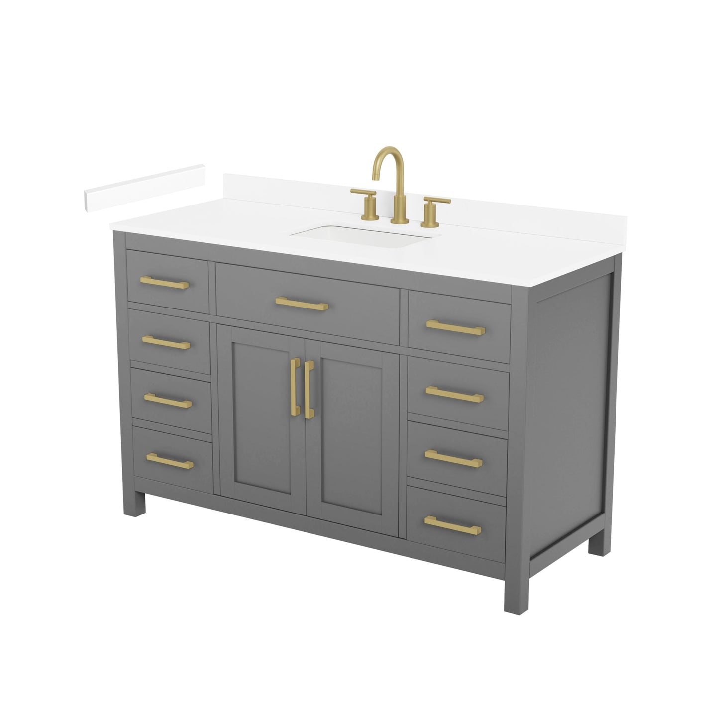 Beckett Bathroom Vanity with Countertop 54 inch Single Sink 3-hole Faucet Setup