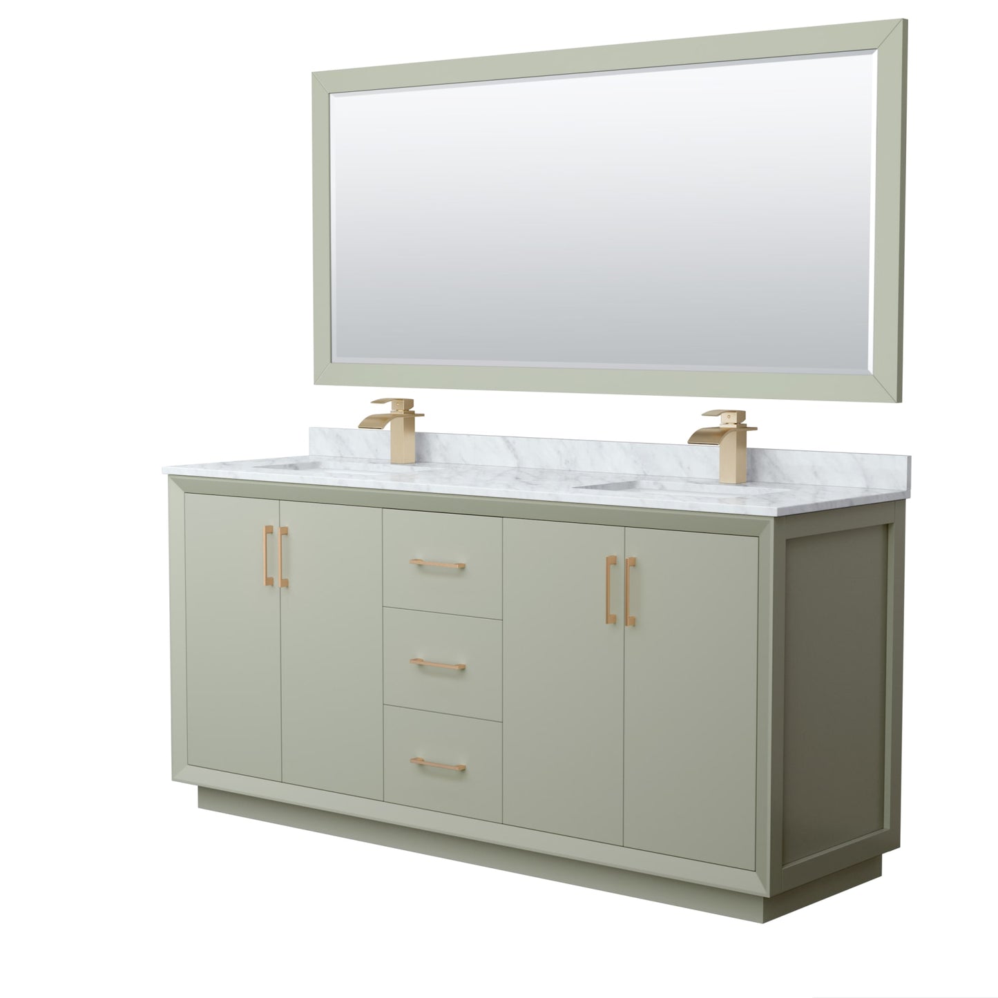 Strada Bathroom Vanity with Countertop 72 inch Double Sink Single hole Faucet Setup