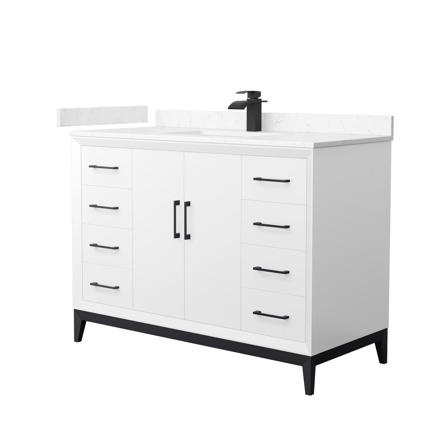 Amici Bathroom Vanity with Countertop 48 inch Single Sink Single hole Faucet Setup