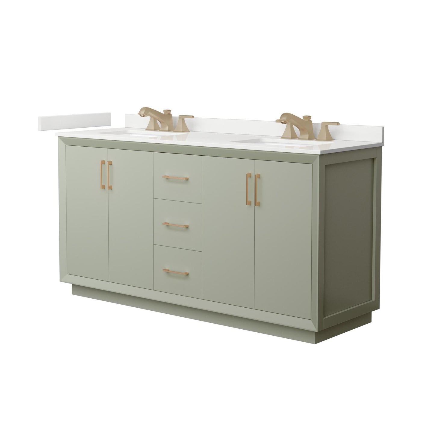 Strada Bathroom Vanity with Countertop 66 inch Double Sink 3-hole Faucet Setup